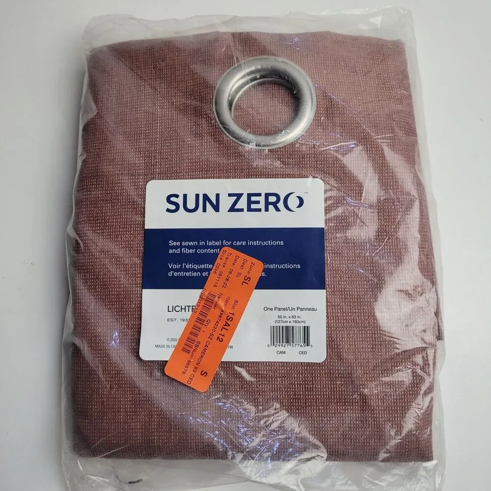 NEW Sun Zero Grommet Single Curtain Panel Color Cedar Orange 50 x 63 #BT1